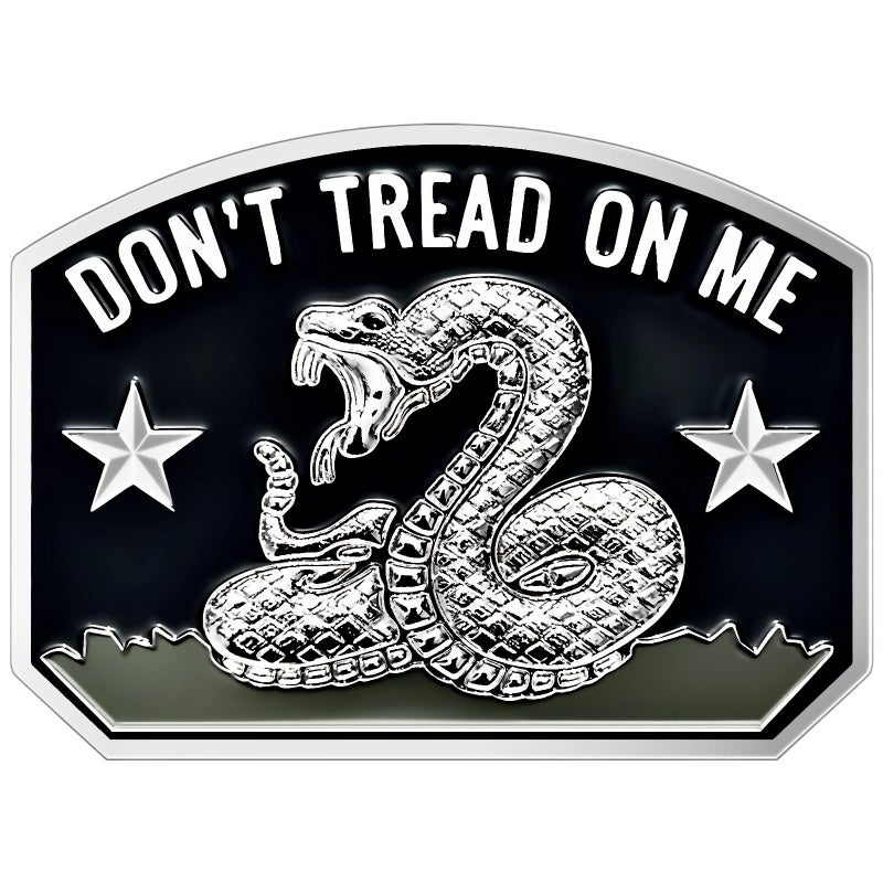 LWQLZY Gadsden Flag Rattlesnake Car Emblem 3D Metal Decal with DonT Tread ON ME Slogan 3M Adhesive Perfect for Cars Motorcycles Windows Doors and Flat Surfaces Chrome - Image 3
