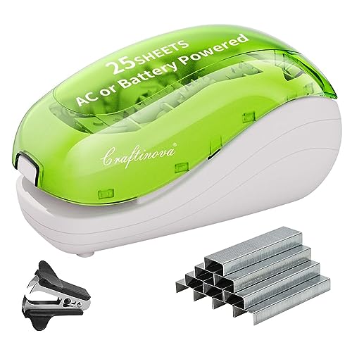 Craftinova Electric Stapler，Including 2000 Staples and 1 Staple Remover, Suitable for Palm Size and high Comfort，25 Sheet Capacity, AC Adapter or Battery Powered，Battery not Included - Image 1