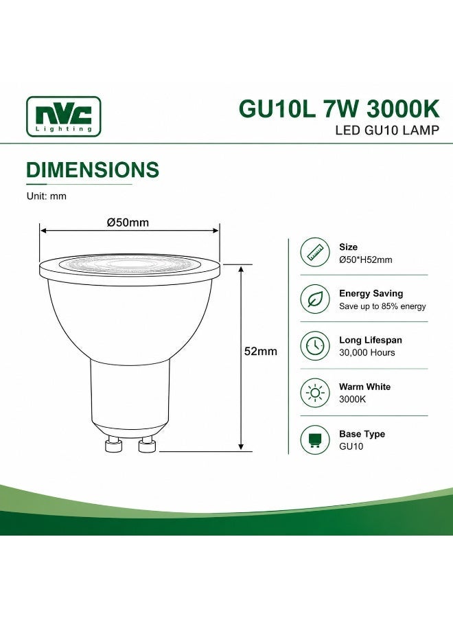 إن في سي LED NVC GU10L 7W 3000K فائق السطوع وعالي الكفاءة (غرفة المعيشة / الإضاءة المميزة / شاشات البيع بالتجزئة) - Image 4