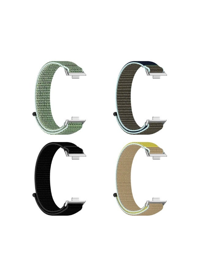 HW 4pcs Nylon Woven Strap, Suitable For Huawei Fit 3/Fit 4/Fit 4 Pro, Waterproof, Breathable, Adjustable Sports Strap