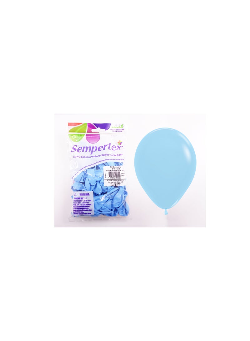 Sempertex 50 pcs, 5" Round Balloons, Pastel Matte Blue, Latex Balloons - Image 3