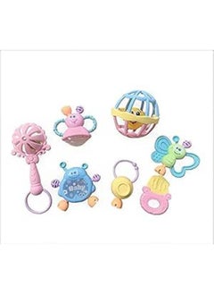 Mastela 7Pcs Baby Rattle Toys Set Box, Multicolor, With Different Shapesâ€¦ (Pink Box) 