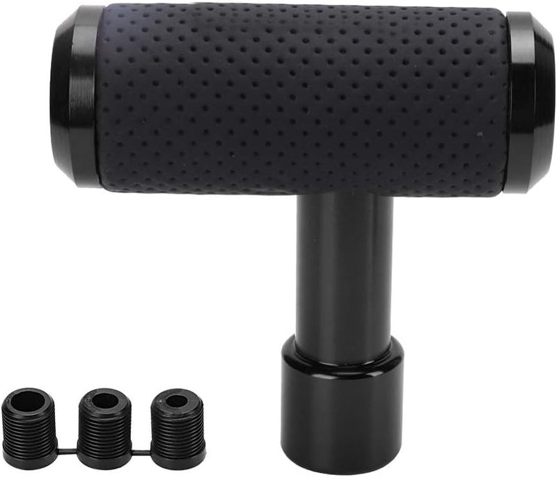 T Shaped Car Shift Gear Knob, Universal Manual and Automatic Gear Shifter, Aluminum Alloy with Leather - Comfortable Grip, Easy Installation, Suitable for All Vehicles (Black) - Image 1