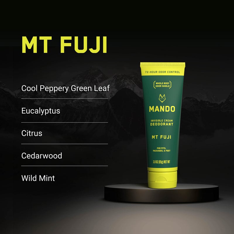Mando Whole Body Deodorant For Men - Invisible Cream - 72 Hour Odor Control - Aluminum Free, Baking Soda Free, Skin Safe - 3 Ounce Tube (Mt Fuji) - Image 3