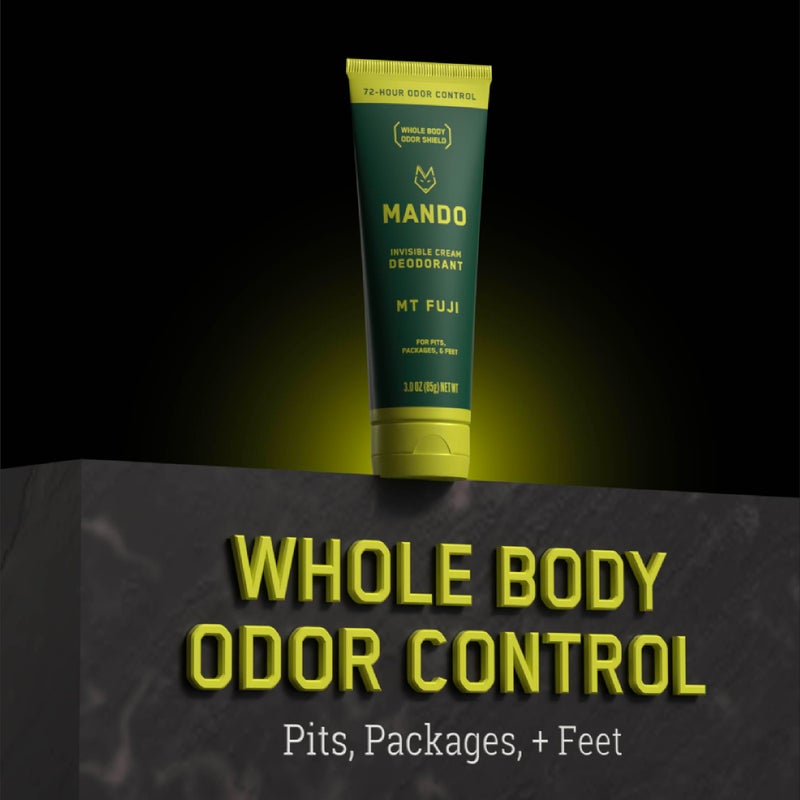 Mando Whole Body Deodorant For Men - Invisible Cream - 72 Hour Odor Control - Aluminum Free, Baking Soda Free, Skin Safe - 3 Ounce Tube (Mt Fuji) - Image 5
