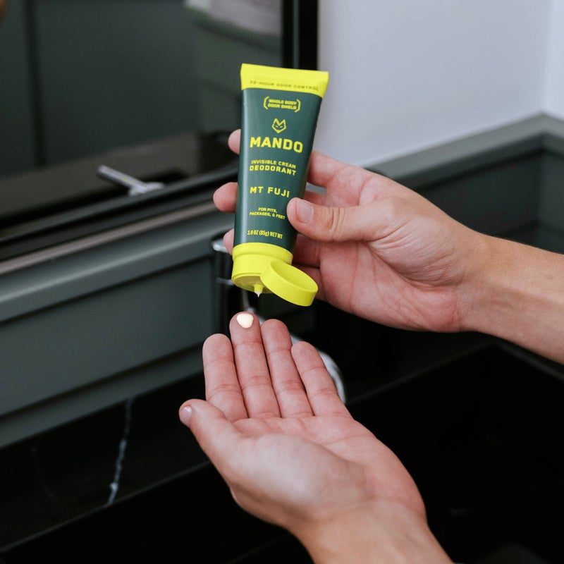 Mando Whole Body Deodorant For Men - Invisible Cream - 72 Hour Odor Control - Aluminum Free, Baking Soda Free, Skin Safe - 3 Ounce Tube (Mt Fuji) - Image 4