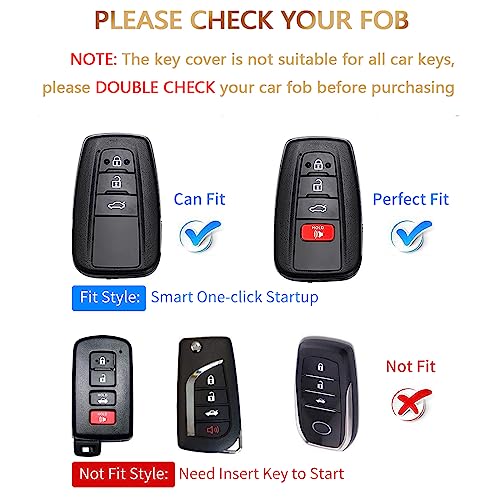 OFFCURVE غطاء مفتاح تويوتا OFFCURVE مع حافظة سلسلة المفاتيح مناسب لسيارات تويوتا RAV4 وكامري وكورولا وأفالون وC-HR وبريوس وGT86 وهايلاندر من 2018-2022، وردي/نمط عشوائي - Image 2