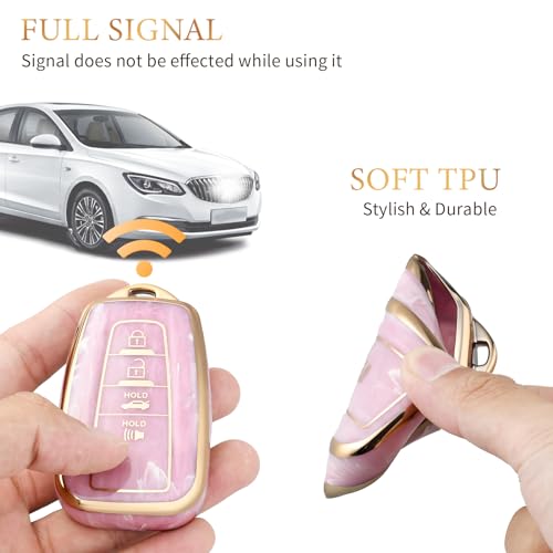 OFFCURVE غطاء مفتاح تويوتا OFFCURVE مع حافظة سلسلة المفاتيح مناسب لسيارات تويوتا RAV4 وكامري وكورولا وأفالون وC-HR وبريوس وGT86 وهايلاندر من 2018-2022، وردي/نمط عشوائي - Image 5