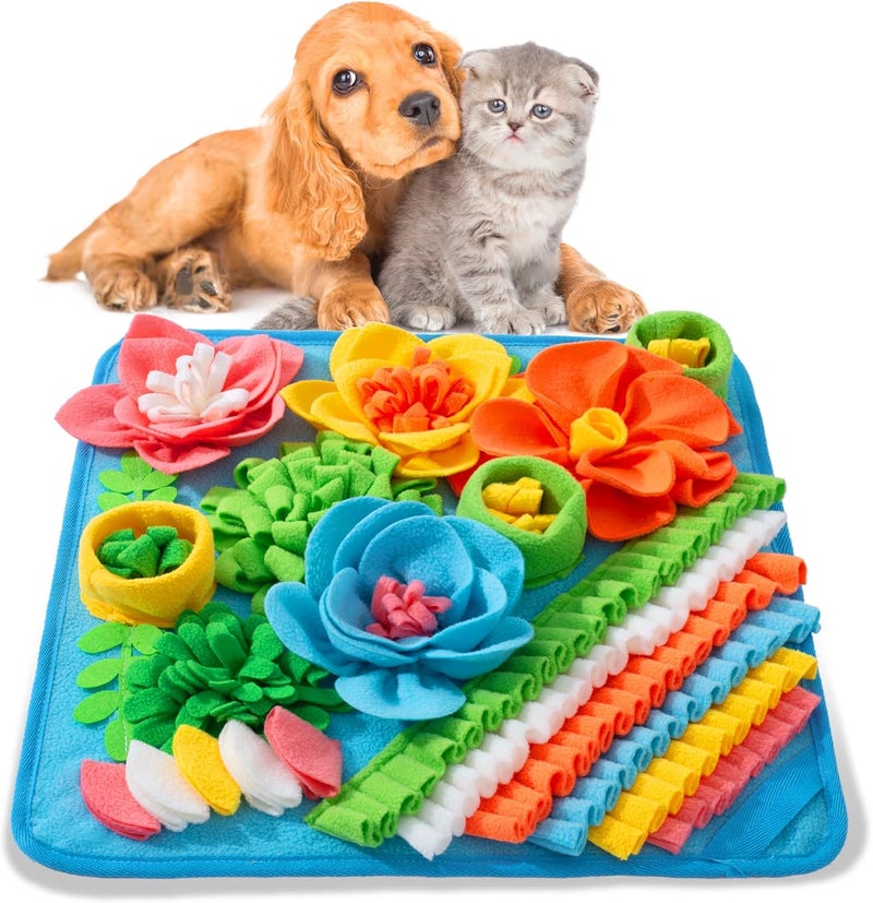 Oliumt Snuffle Mat for Dogs, Sniff Mat Slow Feeding Mat for Small Pets Cats, Rabbits - Help Stress Relief and Training - Stimulate Your Pet's Foraging Skills! (Blue) - Image 1