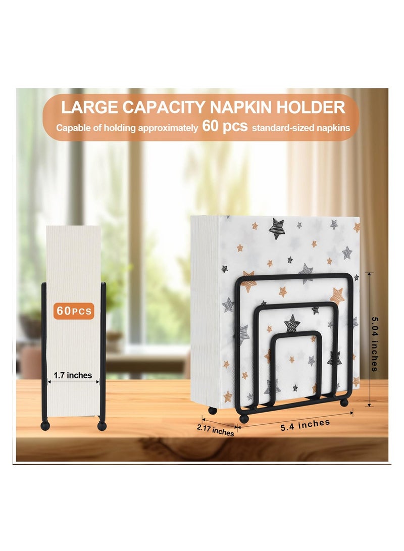 Excefore Napkin Holder for Table, Freestanding Metal Paper Holder for Kitchen Countertop, Heavy Duty Napkin Paper Organizer, Modern Napkin Holder for Countertop, Farmhouse Tissue Holder, Black - Image 2