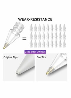 Y&D Replacement Tips for Apple Pencil, 2 Pack Compatible with Pencil 2nd Gen and 1st Gen, No Wear Out Fine Point Precise Control Pen Like Nibs (Clear 1.8mm)  - Image 4