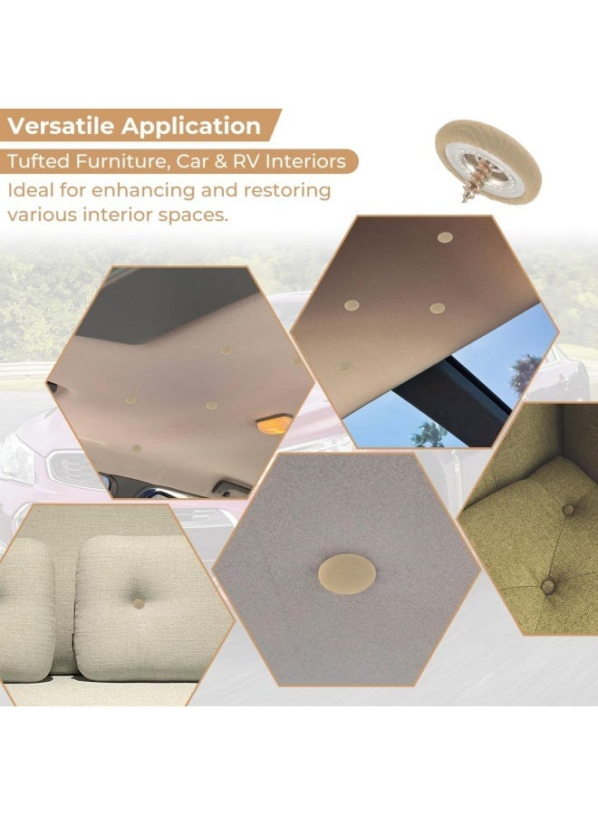 50 قطعة من الأزرار المصنوعة من قماش الفلانيل باللون البيج مقاس 3/4 بوصة - أزرار تنجيد مقاومة للخدش للأثاث المعنقدة وبطانات رؤوس السيارات والديكورات الداخلية للمركبات الترفيهية - Image 3