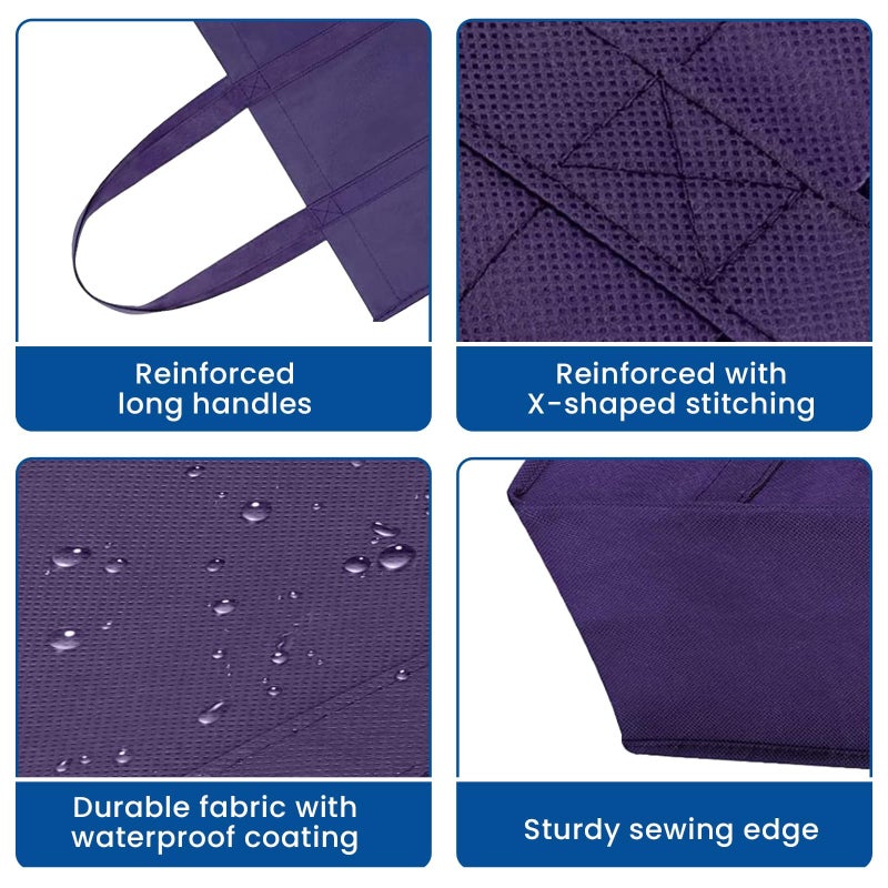 WISELIFE Reusable Grocery Shopping Bags 10 Pack Large Foldable Tote Bags Bulk  Eco Produce Bags with Long Handle for Shopping Groceries Clothes (Purple) - Image 5