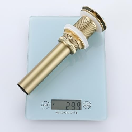RANDOM Brushed Gold Sink Drain Stopper Without Overflow Bathroom Pop Up Drain Faucet Assembly Stopper for Vessel Vanity Sink Solid Brass RD83001BG. - Image 4