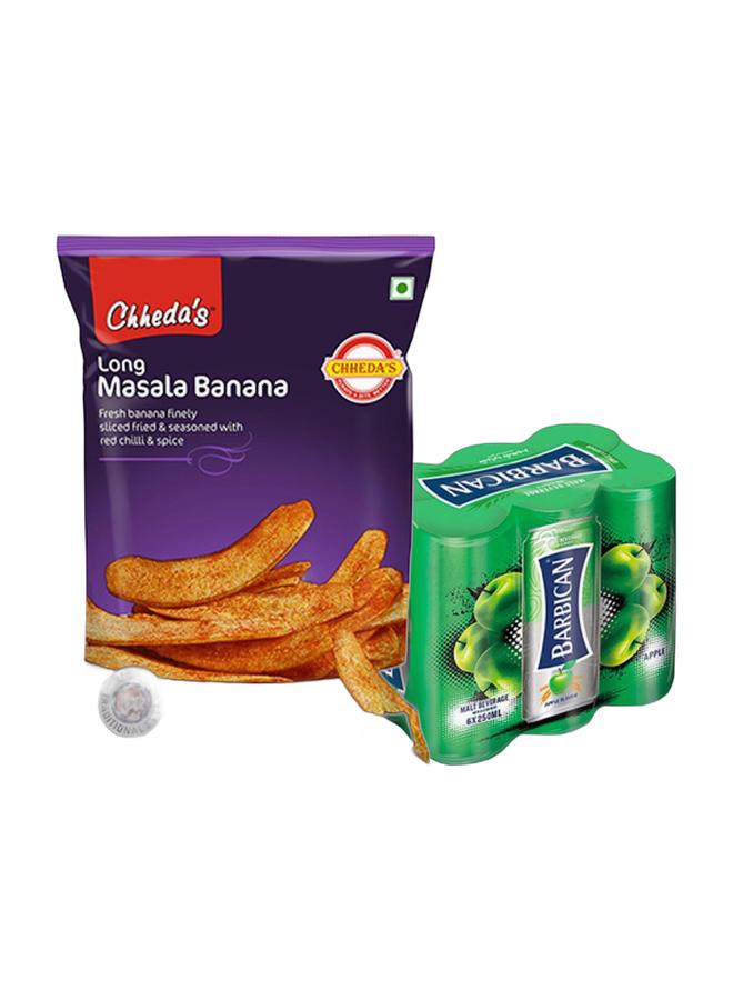 noon Chheda's Long Masala Banana Chips 170grams + Barbican Apple Flavor Malt Beverage, Can, 250ml × 6 Pack of 6 - Image 1