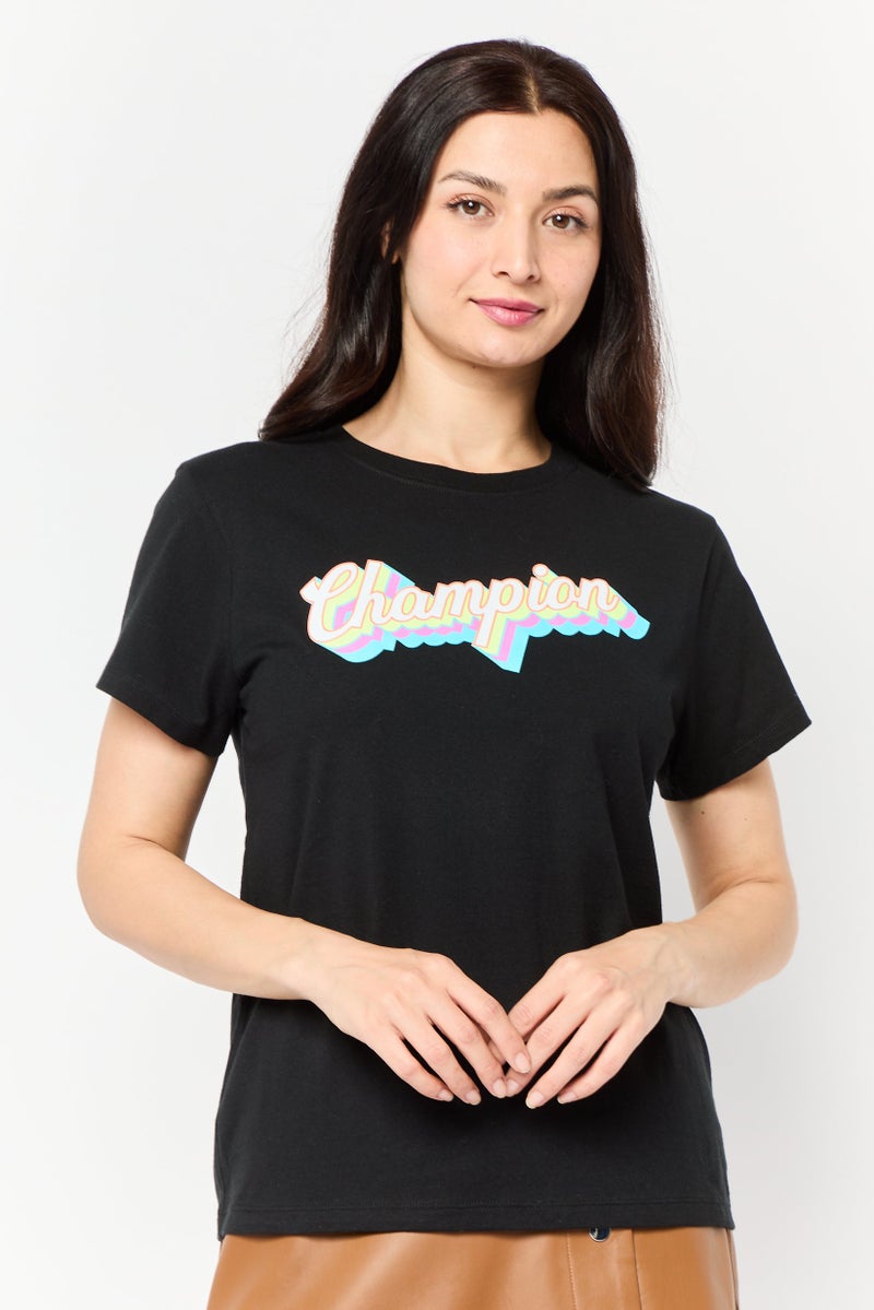 Champion Women Sportswear Fit Short Sleeve Outdoor T-Shirt, Black  - Image 1