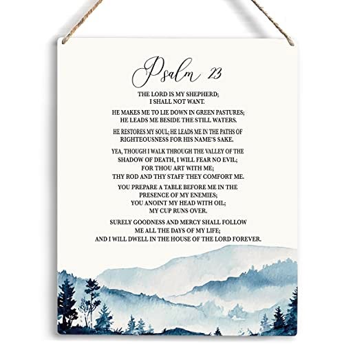 YCYD Christian Gifts Wall Decor Psalm 23 The Lord is My Shepherd Bible Verse Wall Art Christian Religious Wall Decor Rustic Wooden Hanging Sign for Home Office Baptism Decorations Gifts 8 x 10 Inches - Image 1
