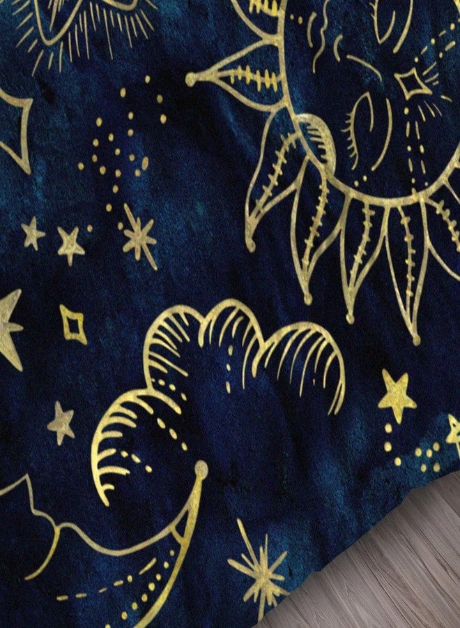 FUYEUN Celestial Comforter Set Queen Size Blue Gold Sun and Moon Boho Bedding for Kids Adult Women Teens Universe Galaxy Bohemian Exotic Gothic Quilt 1 Comforter + 2 Pillow Cases - Image 2