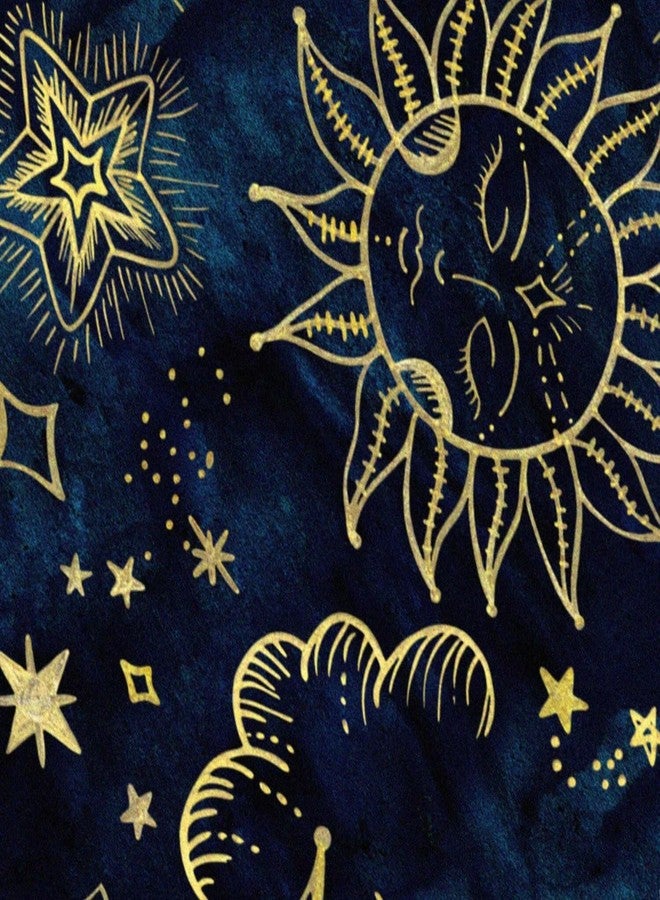 FUYEUN Celestial Comforter Set Queen Size Blue Gold Sun and Moon Boho Bedding for Kids Adult Women Teens Universe Galaxy Bohemian Exotic Gothic Quilt 1 Comforter + 2 Pillow Cases - Image 4