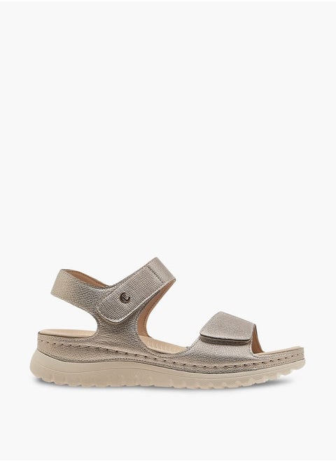 Women's Textured Sandals with Hook and Loop Closure