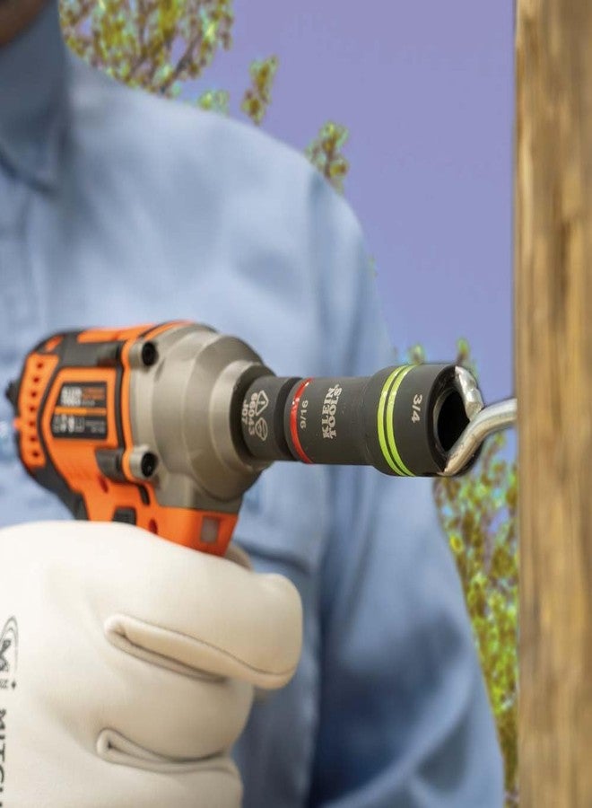 كلاين تولز مقبس صدمات قلاب 3 في 1 من كلاين تولز 66044، فتحة محاذاة، مقاسات سداسية 9/16 بوصة، 3/4 بوصة، 12 نقطة، محول مربع من 1/2 بوصة إلى 3/8 بوصة - Image 3