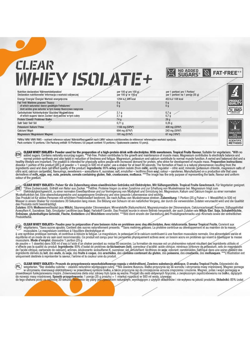 Olimp Clear Whey Isolate+ 350g Tropical Fruits - Image 2
