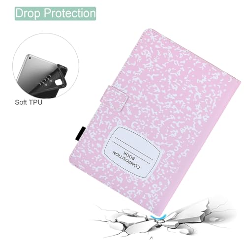 BYCeKe A16 Case for iPad 10th Generation 10.9 inch 2022,for iPad A16 11th Generation 11 Inch 2025,for Pad 10th Gen Cute PU Leather Cover&Pen Holder and Stand for Kids,Girl,Women,Pink Composition Book - Image 3