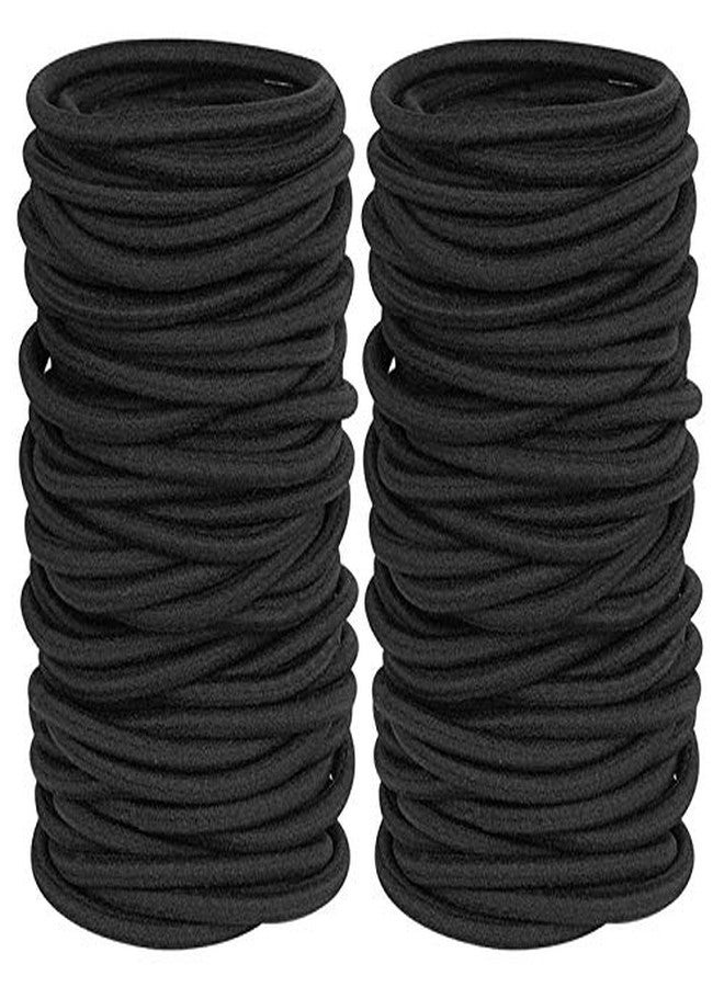 Belicia 100 Pieces Black Hair Ties for Thick and Curly Hair No Metal Hair Elastic Band for Women or Men(4mm) - Image 2