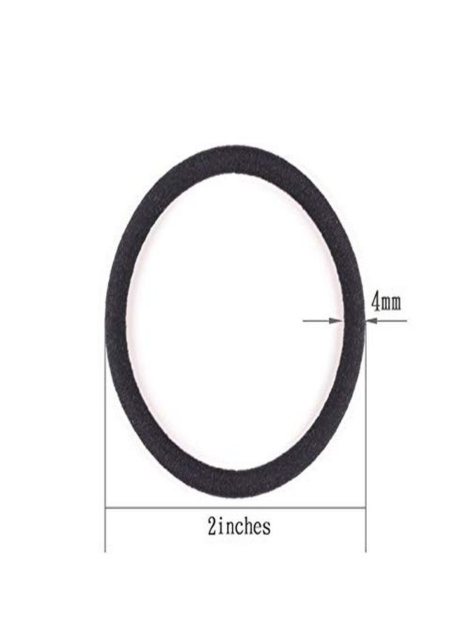 Belicia 100 Pieces Black Hair Ties for Thick and Curly Hair No Metal Hair Elastic Band for Women or Men(4mm) - Image 3