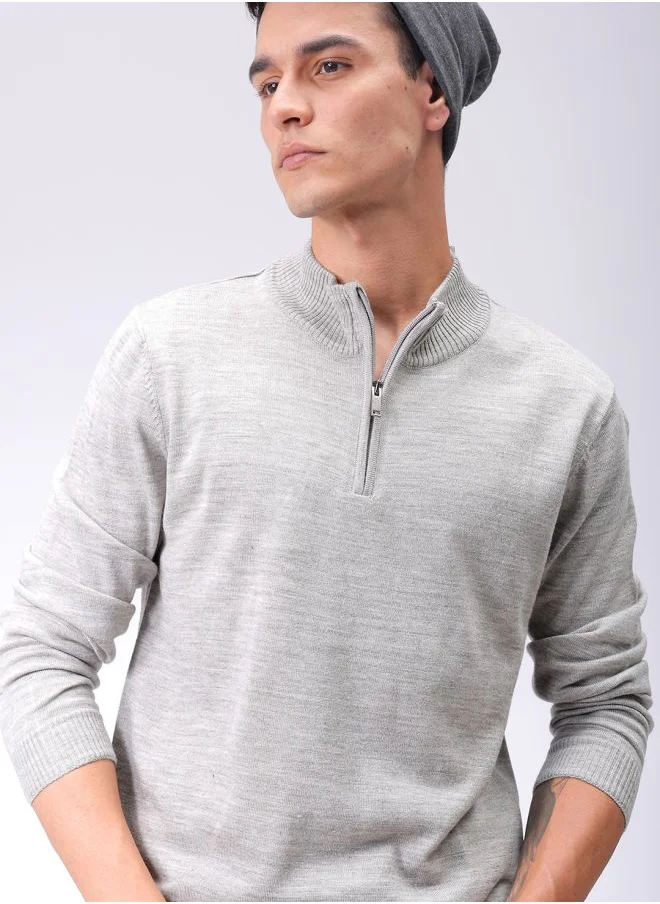 شركة المرآب الهندية Men Relaxed Fit Solid High Neck Sweater