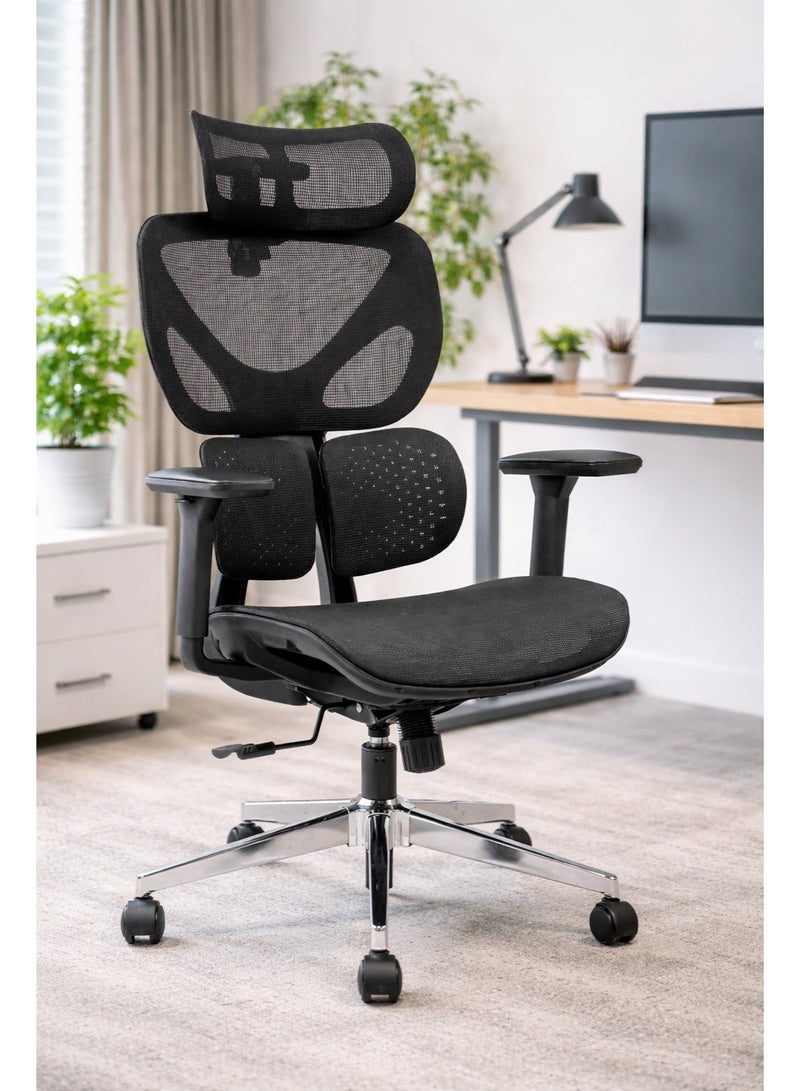 DAMONS Ergonomic Office Chair with 3D Armrests and Headrest, Computer Desk Chair with Adjustable Lumbar Support for Home Office, Swivel Big and Tall Mesh Chair(Black) - Image 1