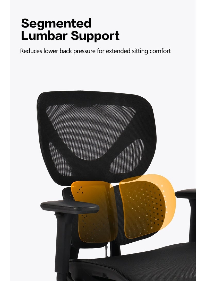 DAMONS Ergonomic Office Chair with 3D Armrests and Headrest, Computer Desk Chair with Adjustable Lumbar Support for Home Office, Swivel Big and Tall Mesh Chair(Black) - Image 5