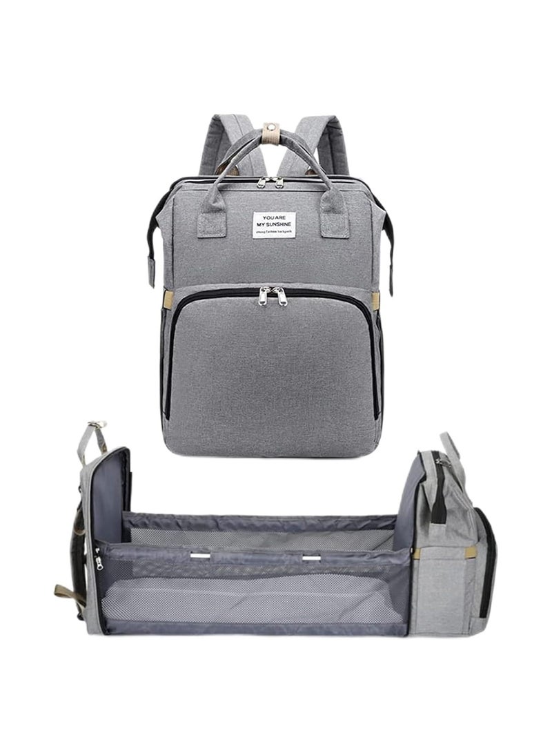 Multifunctional Diaper Bag Backpack for Moms and Dads, Waterproof Travel Baby Changing Bag, Essential Newborn Gift, Versatile Baby Changing Station (Grey) - 1 Pack - Image 1
