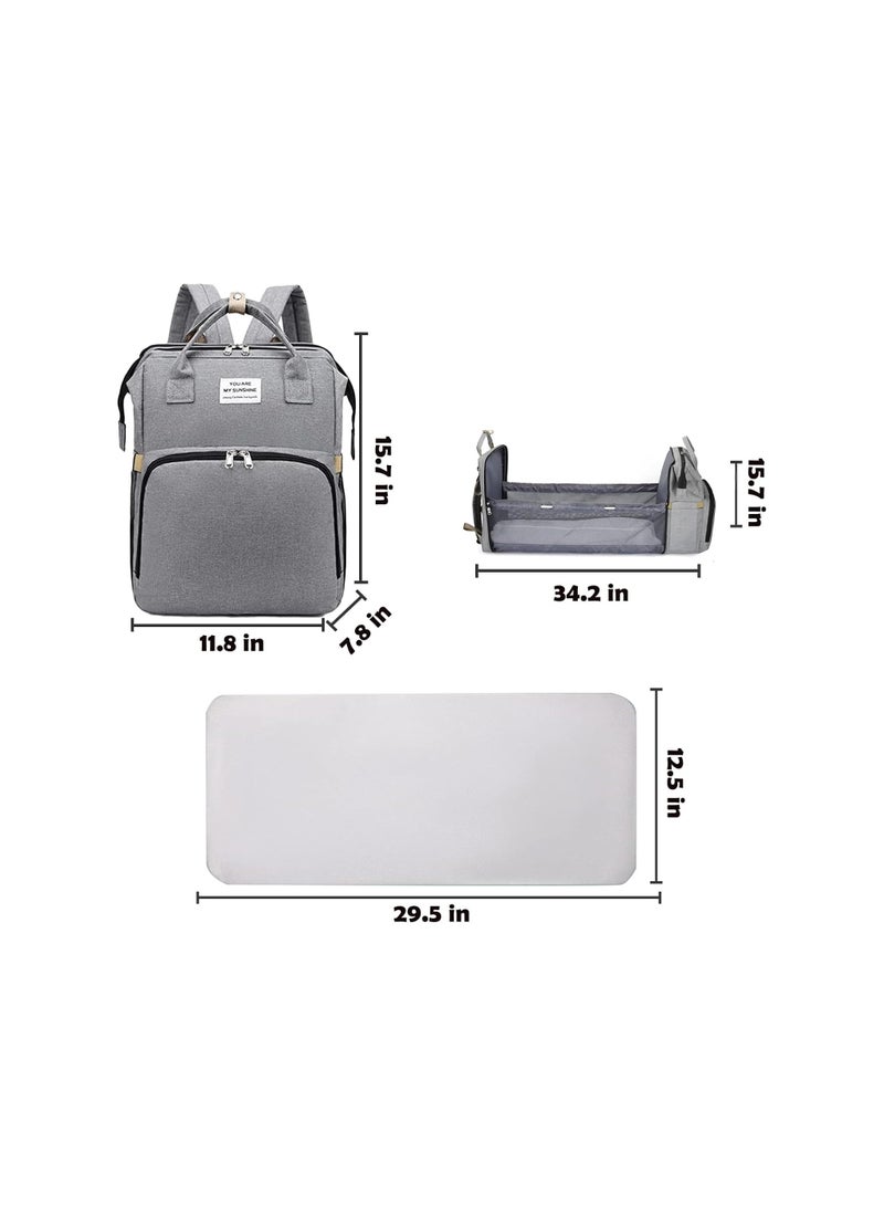 Multifunctional Diaper Bag Backpack for Moms and Dads, Waterproof Travel Baby Changing Bag, Essential Newborn Gift, Versatile Baby Changing Station (Grey) - 1 Pack - Image 3