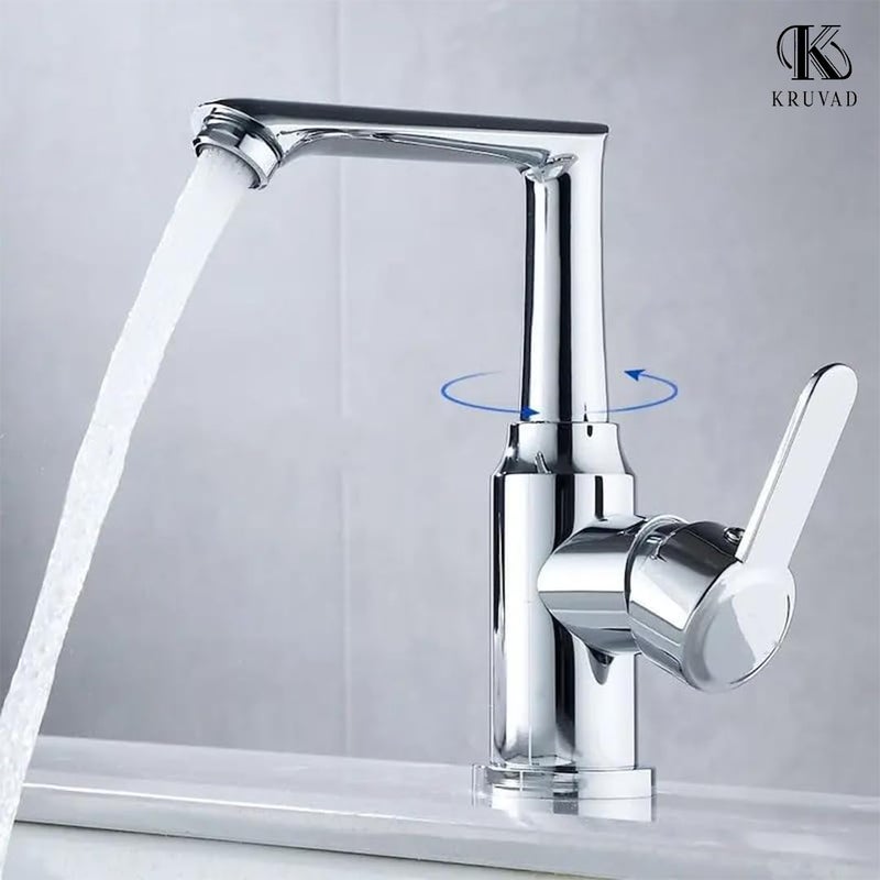 Kruvad Modern Chrome Shower Mixer with Waterfall Spout 360 Swivel Faucet Single Handle Waterfall Faucet - Image 2