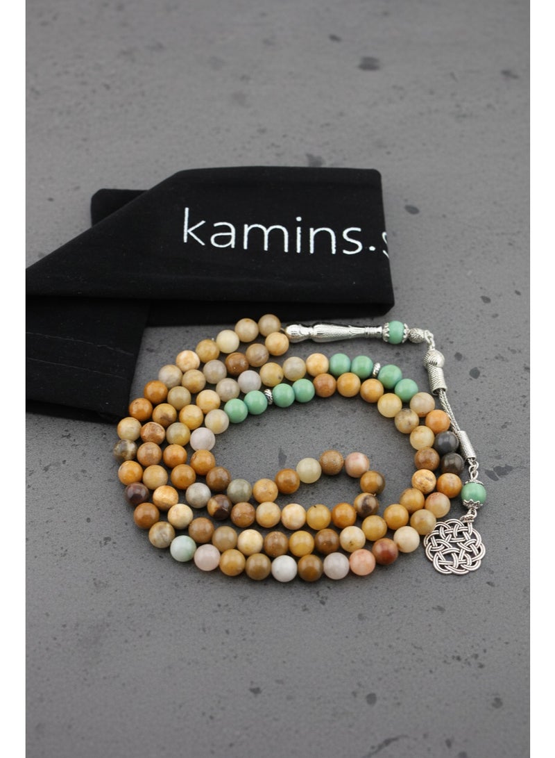 Kamins Collection Caramel Agate & Green Creamy Agate / 99 Beads - Image 1
