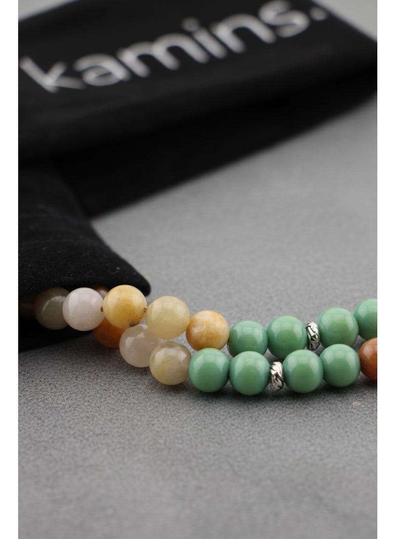 Kamins Collection Caramel Agate & Green Creamy Agate / 99 Beads - Image 2