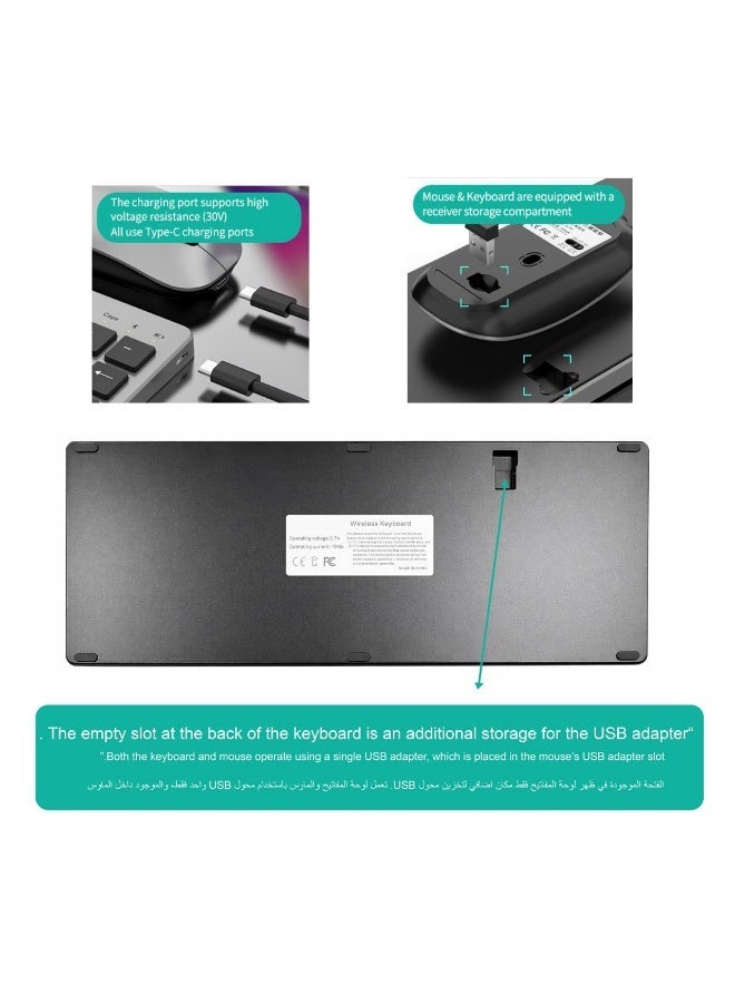 بروتيكت مجموعة لوحة مفاتيح وفأرة لاسلكية قابلة للشحن بتقنية بلوتوث | تصميم نحيف وصامت بالحجم الكامل | اتصال متعدد الأجهزة متوافق مع كمبيوتر، لابتوب، ماك بوك، آيباد، آيفون وأندرويد - Image 3
