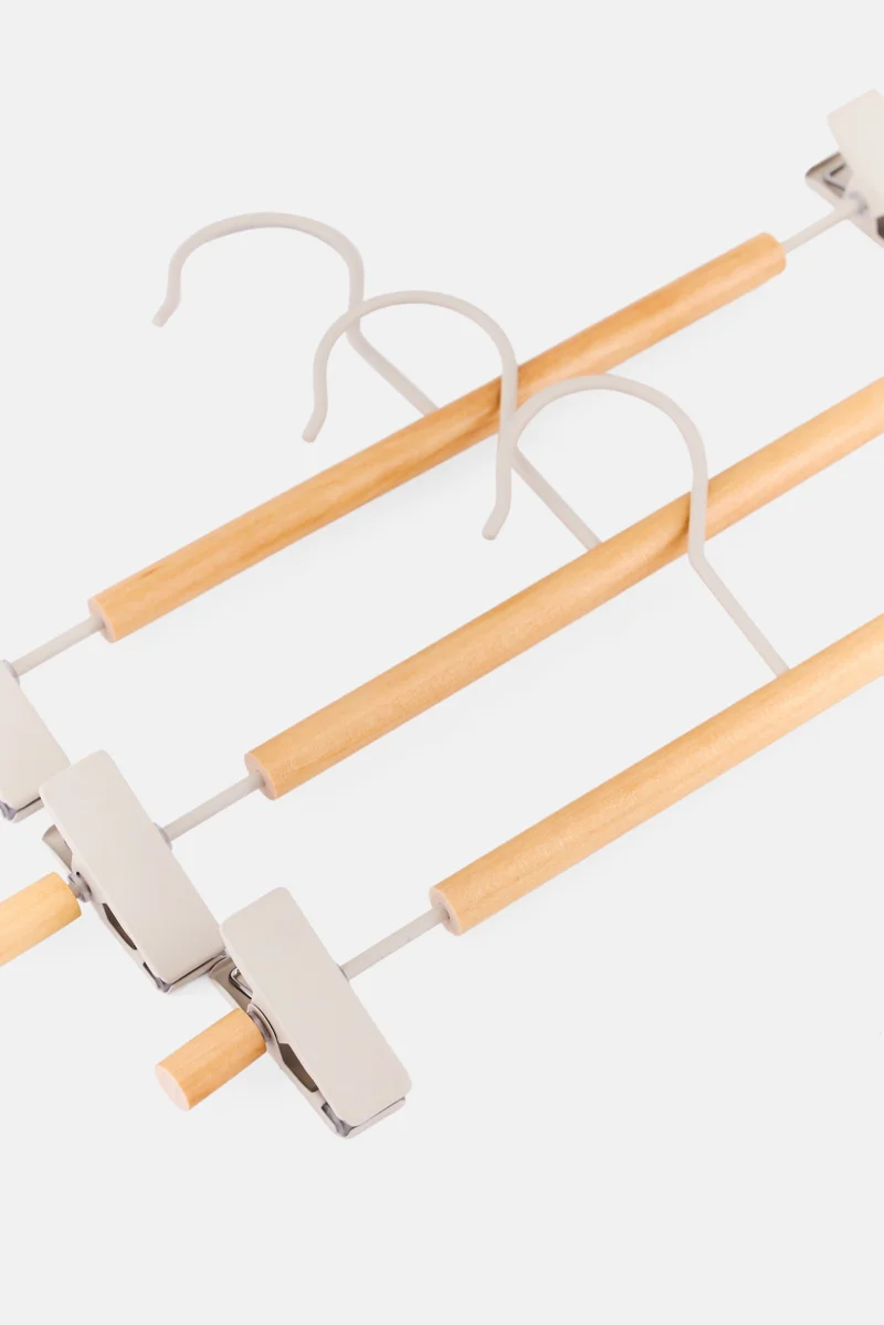 Muy Mucho 3 Pcs Clip Hangers 30,5 x 1,2 x 10 cm, Beige