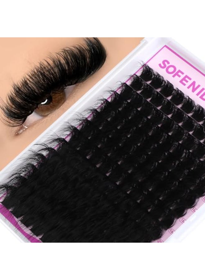 SOFENIDA Lash Clusters 300D Volume Lash Clusters 1225mm Long Volume Cluster Eyelash Extensions D Curvature Waterproof Eyelash Clusters Individual Cluster Lashes Soft Wispy DIY Lash Extension by Sofenida - Image 1