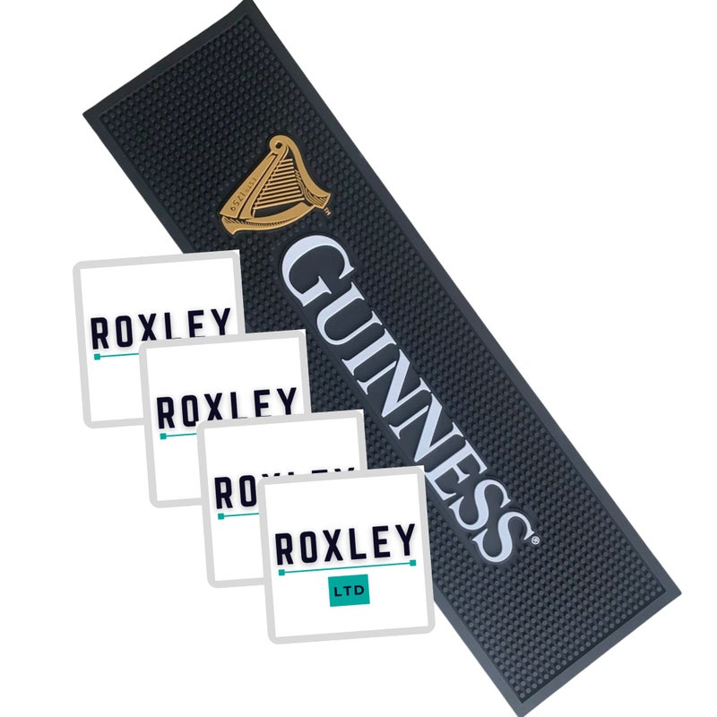 Roxley Guinness Rubber Bar Runner  Irish Dry Stout  Lager beer  Man Cave  Made In UK