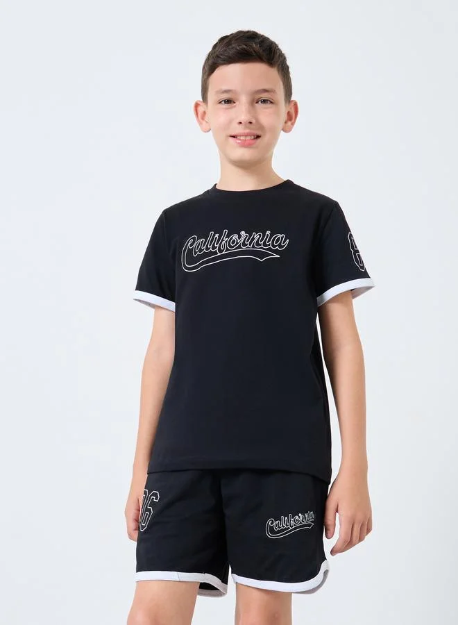 Styli Styli Teen Contrast Binding Printed T-Shirt and Shorts Set