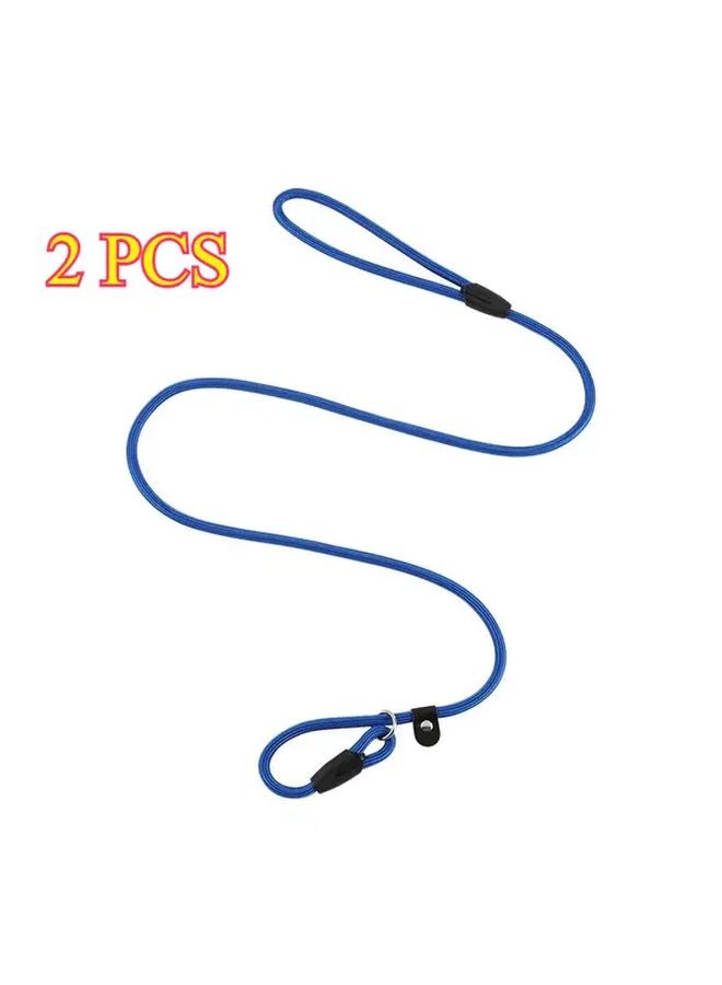 قطعتان مجموعة رصاص كلب نايلون ثقيل أزرق للكلاب الصغيرة والمتوسطة مقاس L - Image 1