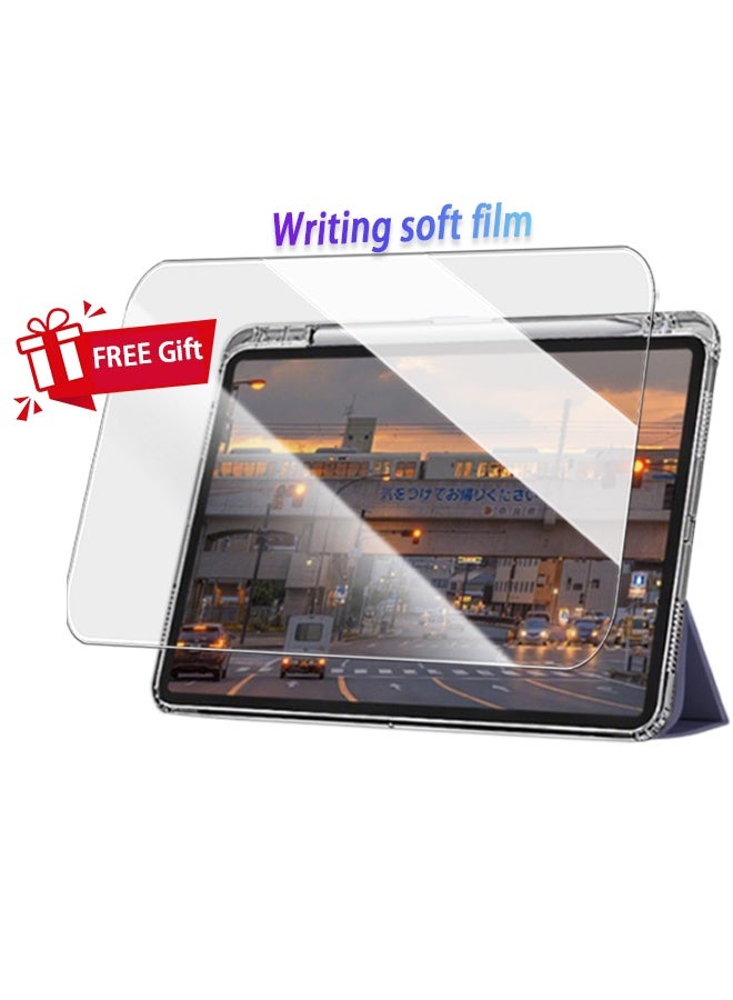 غطاء Redmi Pad SE مقاس 11 بوصة، غطاء Redmi SE مع فتحة للقلم، جراب شفاف من مادة TPU مع حامل ثلاثي الطي، خاصية الاستيقاظ الذكي/ مجموعة هدايا بقيمة 23 درهمًا إماراتيًا، غشاء واقٍ مضاد للتوهج - أرجواني - Image 2