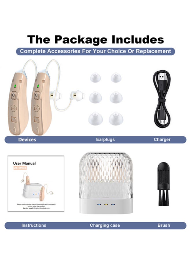 Chixing - Rechargeable Hearing Aids for Seniors, Noise Cancelling, Invisible Digital Sound Amplifier with Charging Case - Image 1
