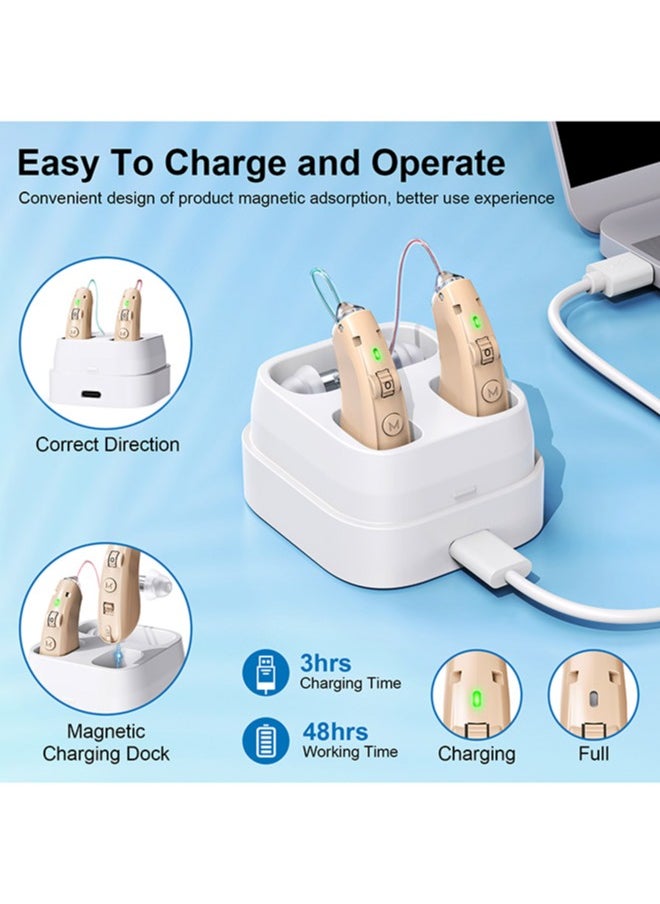 Chixing Rechargeable Hearing Aids for Seniors, Noise Cancelling, Invisible Digital Sound Amplifier with Charging Case  - Image 4