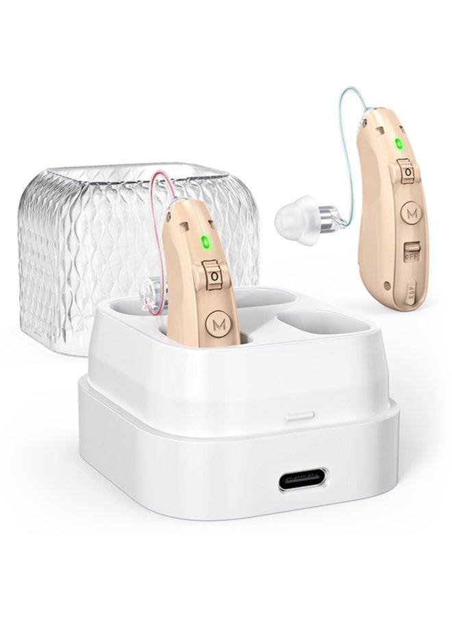 Chixing Rechargeable Hearing Aids for Seniors, Noise Cancelling, Invisible Digital Sound Amplifier with Charging Case  - Image 1
