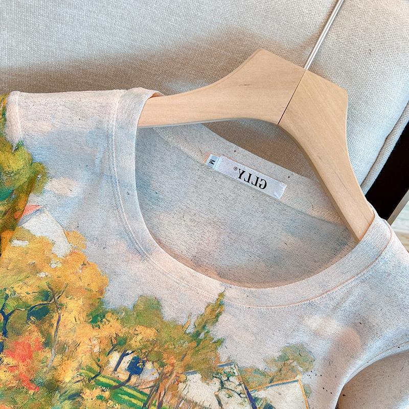 European Goods Real S 2023 Conventional Niche Slim Street Printed Short Sleeve T-Shirt Generation - Image 3