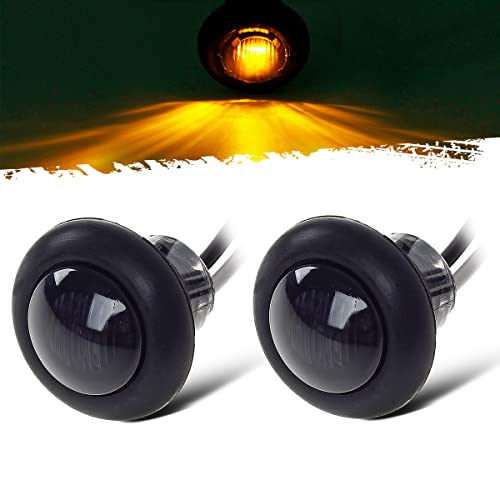 Partsam 2pcs 34 Smoked Amber LED Clearance Light Side Marker Light wRubber Grommet Grill Lights Turn Signals For Truck Trailer Pickups RV 12V FLush Mount