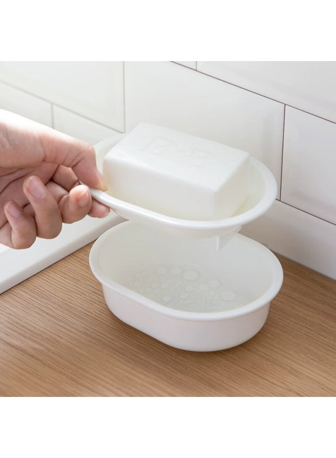 Chahua Saio Round Soap Dish Soap Holder Double-layer Draining Soap Box 1 Piece
